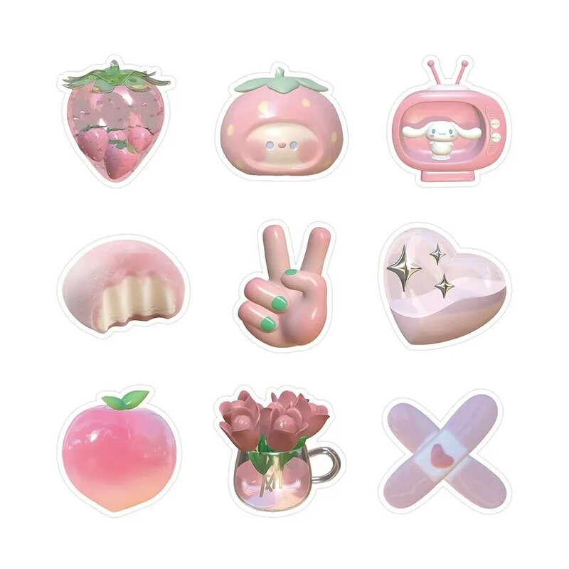 63Pcs Pink Series Graffiti Stickers per valigie custodie per telefoni casco per Laptop adesivi decorativi per Skateboard giocattoli fai da te
