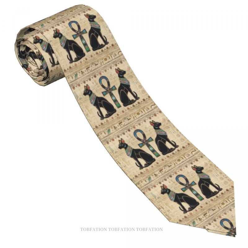 Starożytne egipskie koty egipskie i skrzyżowane męskie krawaty z nadrukiem 3D Hip-hopowe formalne na wesele uliczne akcesoria do bluzka wyjściowa