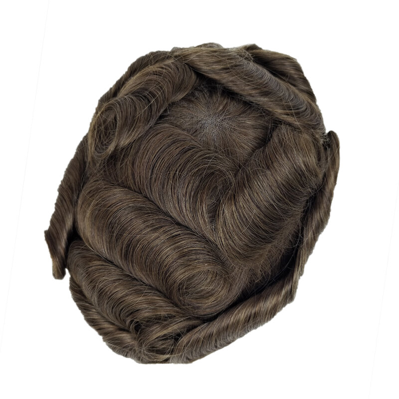 Мужской парик, швейцарская кружевная система волос для мужчин, европейский парик из человеческих волос, полнокружевной парик для мужчин, сменные отбеленные узлы