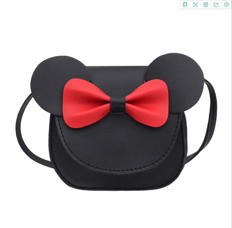 Baby Girl Cartoon Crossbody Bag Cute Mouse Ear Bowknot Magnetic Snap Shoulder Bag