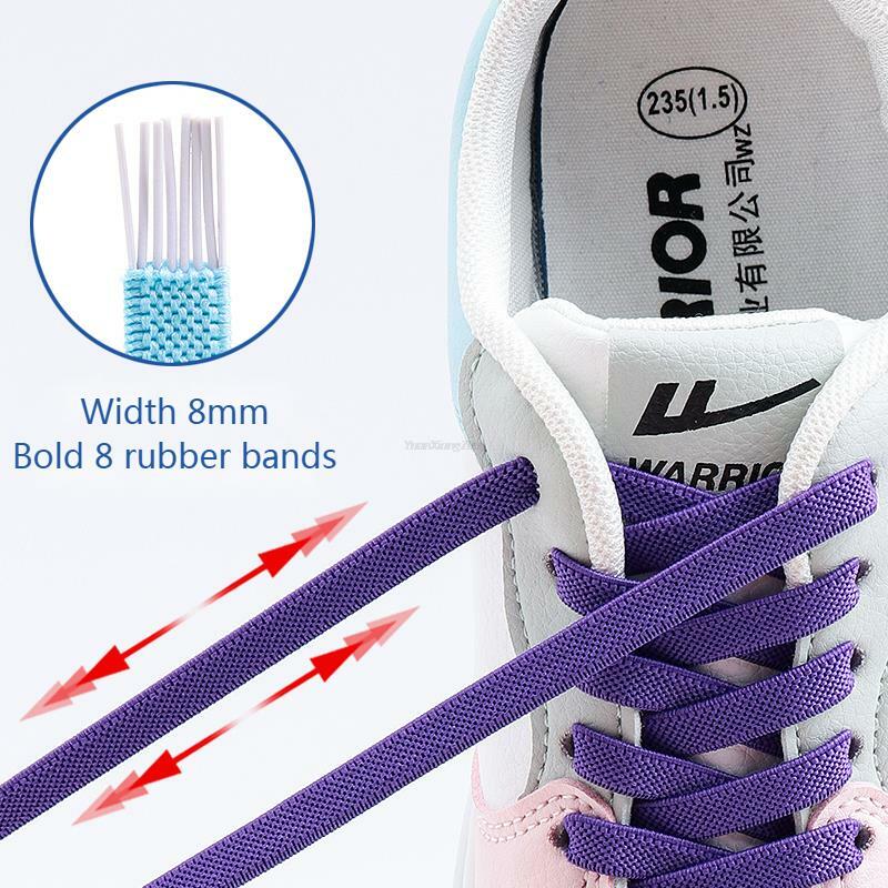 1 par atacadores de sapato elástico magnético bloqueio de metal plana cadarços sem laços atualizar sapatos preguiçosos rendas para tênis borracha bandas