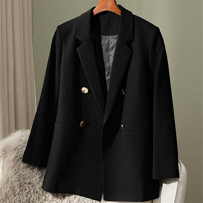 Women Suit Coat Professional Women's Double-breasted Suit Coat for Business Casual Office Wear Long Sleeve Lapel Jacket for Work