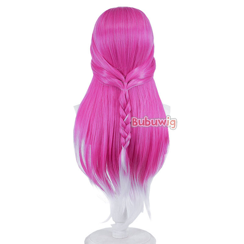 Bubuwig syntetyczne włosy Ahri Cosplay peruki Game LOL Snow Moon Ahri 80cm długie proste różowe czerwone mieszane białe peruki żaroodporne
