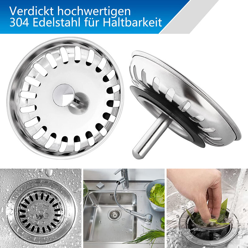 Aço inoxidável Kitchen Sink Strainer, Household Water Drainer, Waste Basket, Plug Stopper, Filtro, Sink Strainer, 80mm, 84mm, 84mm