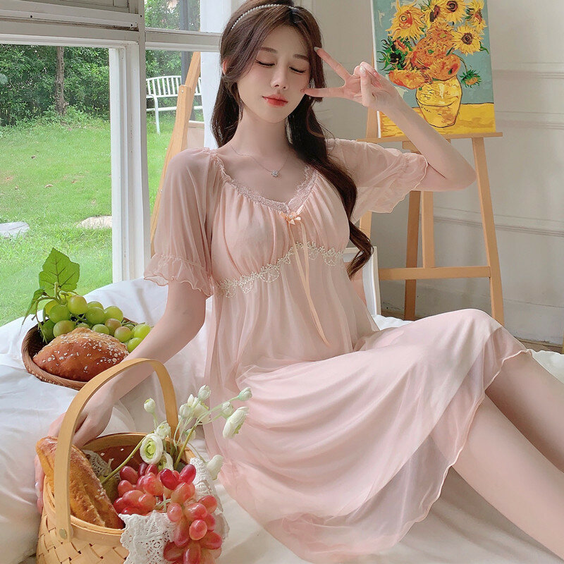 Пижама в новом стиле, Женская домашняя одежда, милая и милая летняя верхняя одежда принцессы, мягкая Пижама, сетчатая