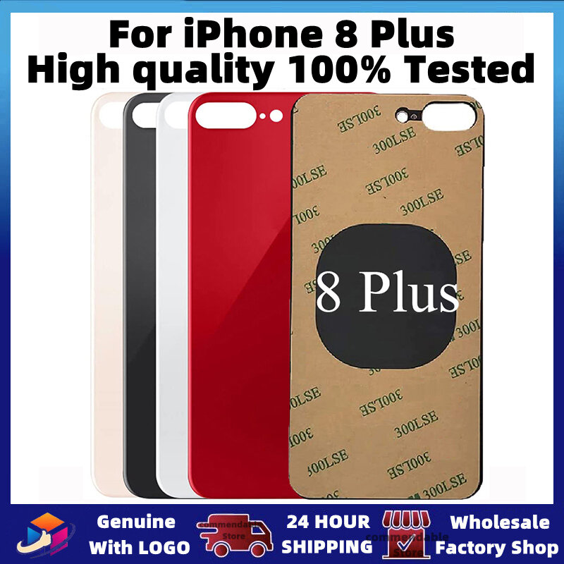 For iPhone 8 Plus Back Glass Panel Battery Cover Replacement Parts New High quality With logo Housing Big Hole Camera Rear Glass
