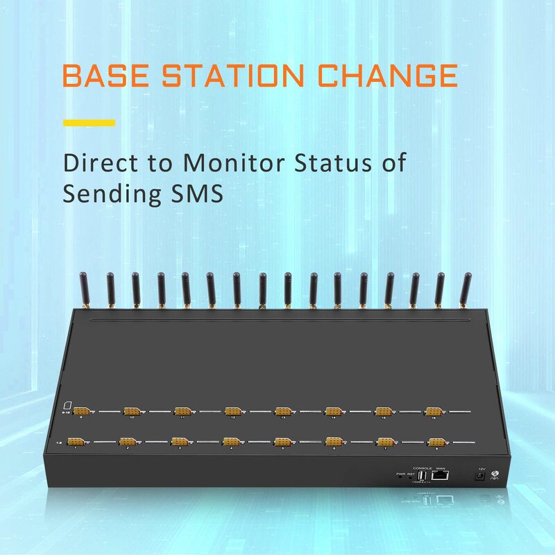 Skyline-dispositivo de envío de SMS a granel, Hardware de puerta de enlace 4G LTE, módem GSM de 16 puertos, servidor Sim, máquina de SMS de 16 SIM