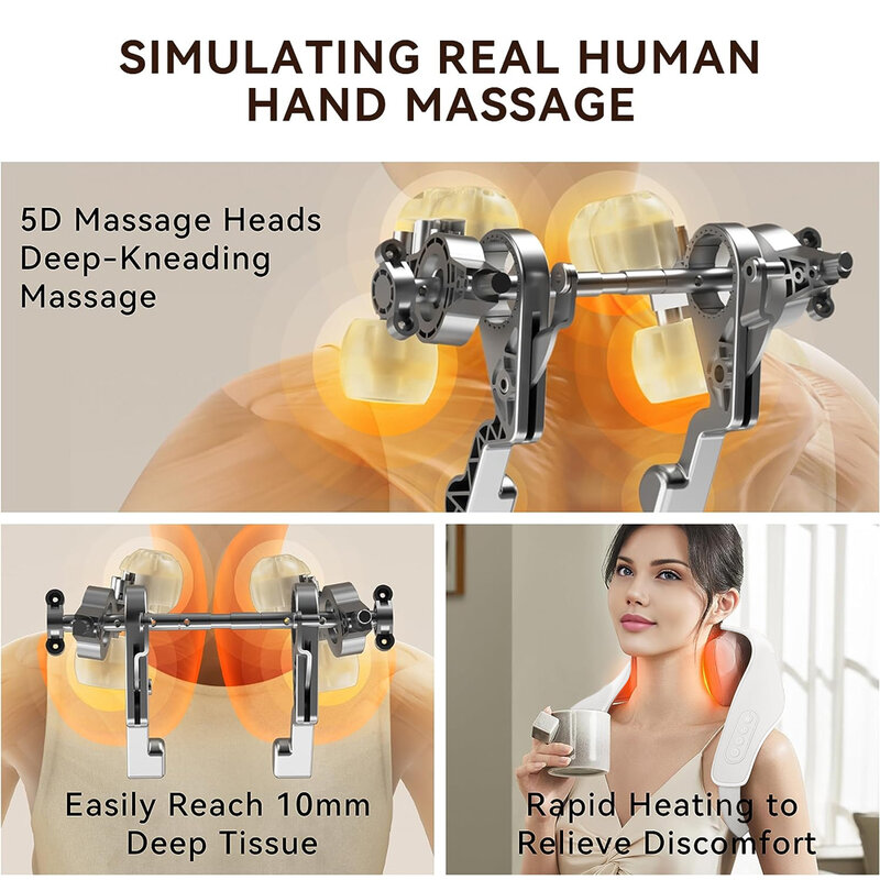 Chal de masaje Shiatsu 5D, masajeador quiropráctico para cuello, alivio del dolor de hombros, calentador de cuello, nuevo
