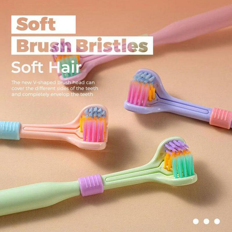 3d Stereo Three-sided Toothbrush Ultrafine Soft Bristle Teeth Adult Oral Brush Cleaning Deep Tooth Care Brush Tongue Scrape G1g8