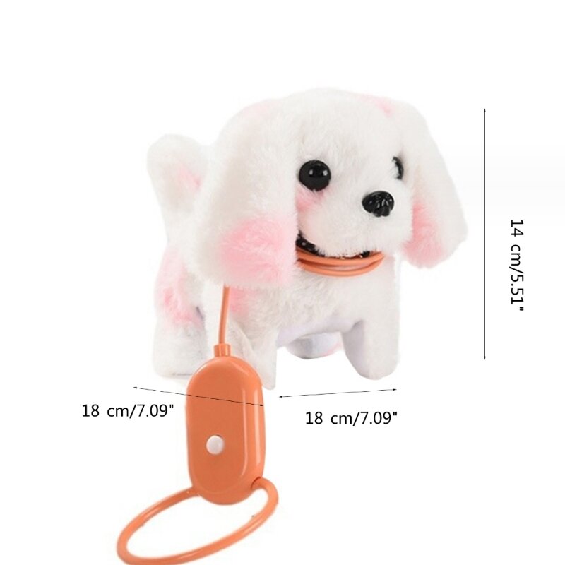 Mainan Anjing Menggonggong Elektrik Hewan Peliharaan Berjalan Interaktif dengan Mainan Anak Anjing Mewah
