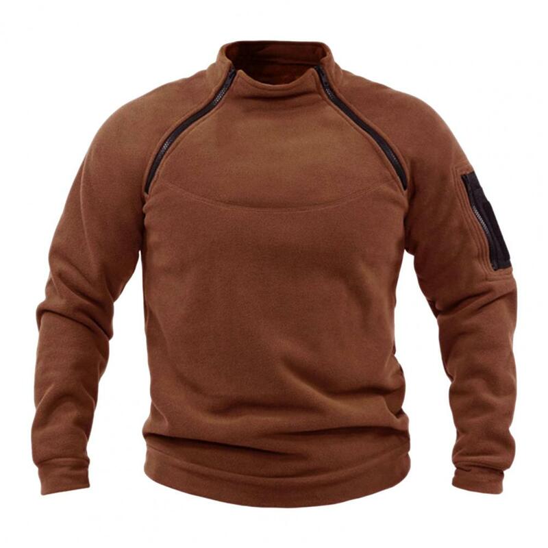 Männer Herbst Sweatshirt fester Stehkragen lange Ärmel Reiß verschluss Pullover warmes Fleece plus Größe Männer Winter Sweatshirt für Büro