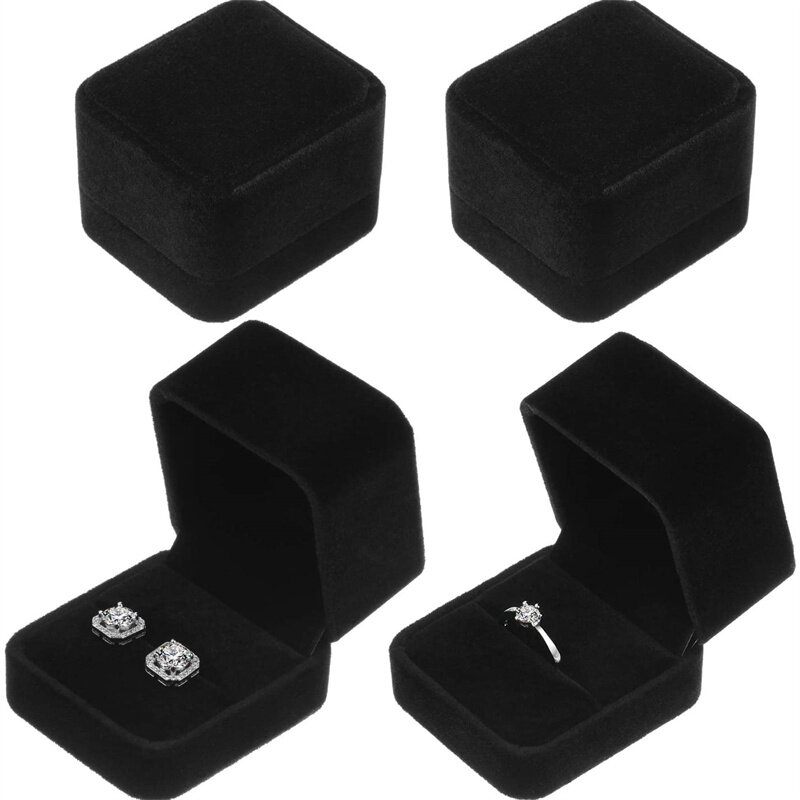 Samt Ring Ohrring Box Fall für Hochzeit Verlobung kleinen Schmuck Verpackung Halter Lagerung Display Veranstalter Unternehmen Verkauf