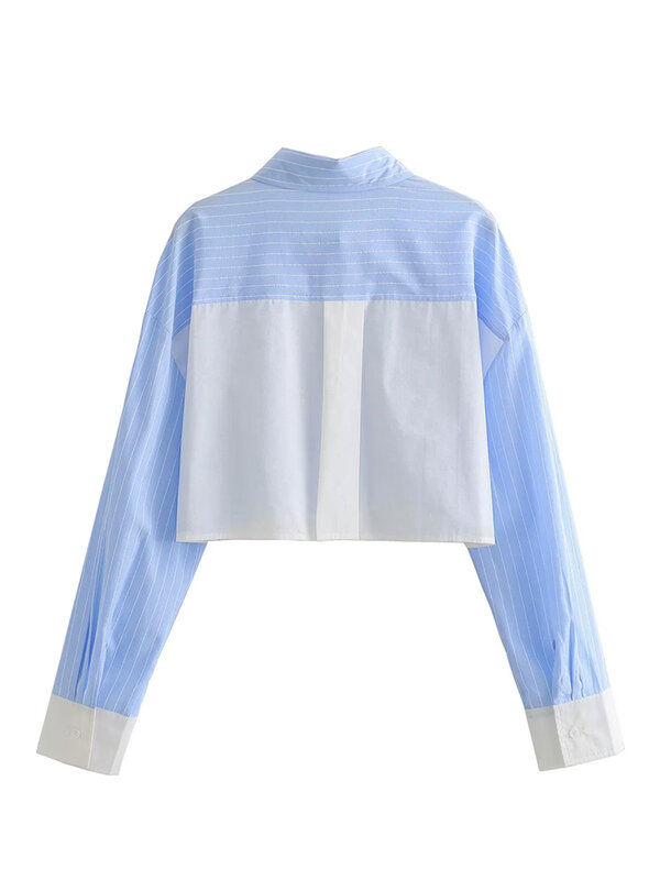 TRAF 여성용 스트라이프 셔츠 상의 및 대비색 반바지, 캐주얼 투피스 세트, 2023 신상 패션