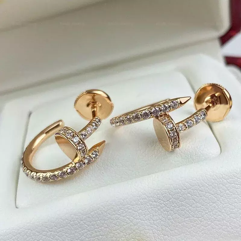 Fashionable Classic S925 Sterling Silver Nail Studs Earrings for Women's Temperament Light Luxury Brand Luxury Party Jewelry