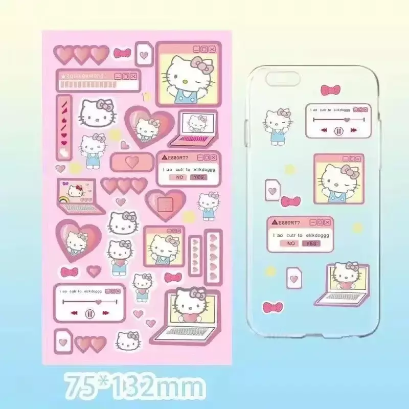 Sanrio Kuromi My Melody Hello Kitty Pachacco pompurin Cinnamoroll stiker Gudetama grafiti DIY anak-anak
