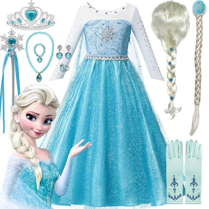 Disney gefroren Prinzessin Kleid Baby Mädchen Elsa Anna Cosplay Kostüm Halloween Kostüm Rollenspiel Karneval Geburtstags feier Kleidung