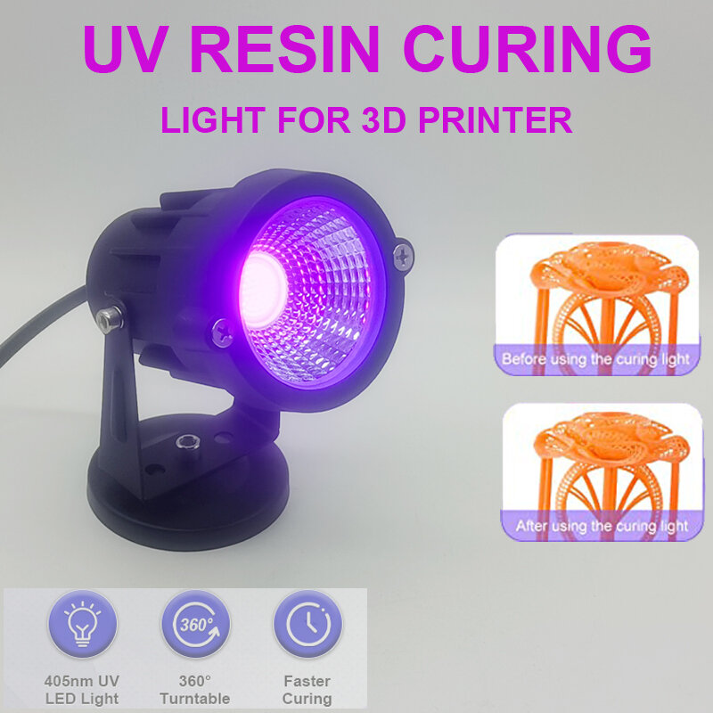 SLA DLP LCD 3D 프린터용 UV 수지 경화 조명, 감광성 수지 고화, 405nm UV LED 조명, EU 미국 플러그, DIY 경화