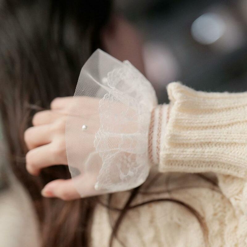 Modne odpinane sztuczne rękawy wiosna jesień dziki sweter ozdobne rękawy koronkowe falbany rękaw na łokieć mankiet uniwersalny sztuczny mankiet