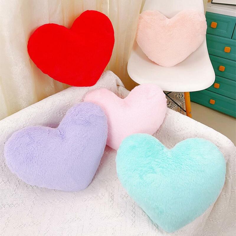 Furry Heart Pillow Adorable Heart Shaped Plush Pillow for Home Bedroom Decoration Soft Fluffy Throw Pillow for Christmas Room