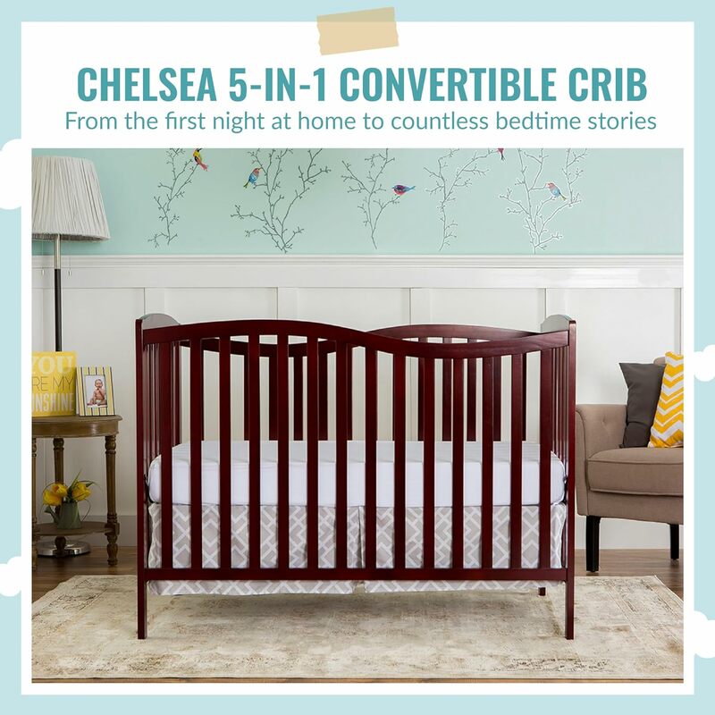 Chelsea 5-In-1 Convertible Crib In Cherry, JPMA bersertifikat