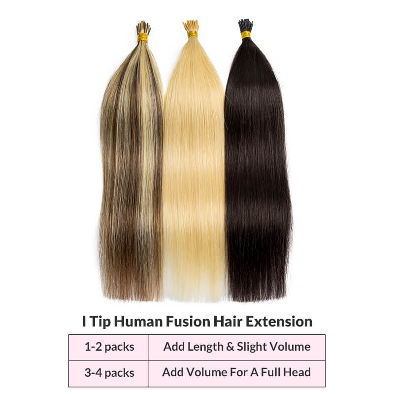 Extensión de cabello humano de fusión recta, 0,8g/1g/Strand I Tip, n. ° 613, Rubio 100%, cabello Remy Real de 12-24 pulgadas
