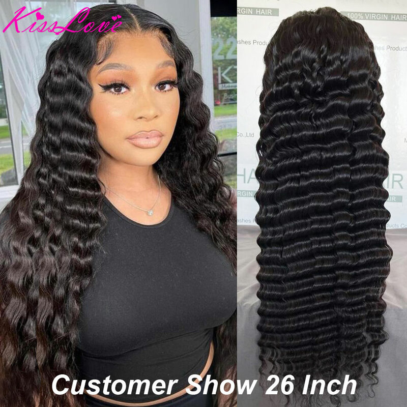 Perruque Full Lace Front Wig sans colle naturelle-At, Deep Wave, HD, 13x4, 5x5, 13x6/360, perruques Full Lace Closure Wig, pour femmes