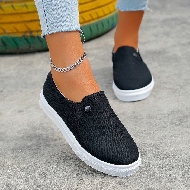2024 New Black Shallow Mouth Casual Sneakers Summer Fashion with Non-slip Ladies Single Shoes Sneakers WomenShoes for Women