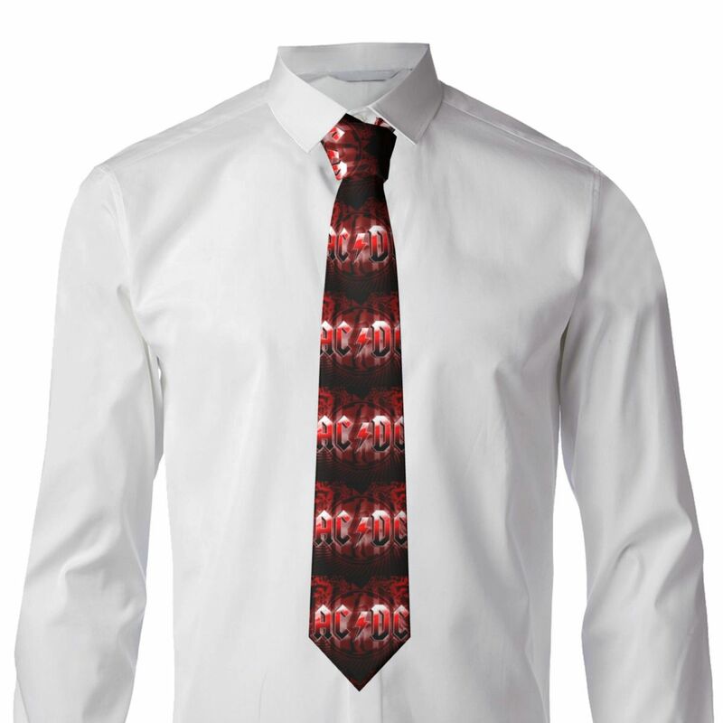 Customized Retro Rock Heavy Metal AC DC Tie for Men Fashion Silk Office Neckties