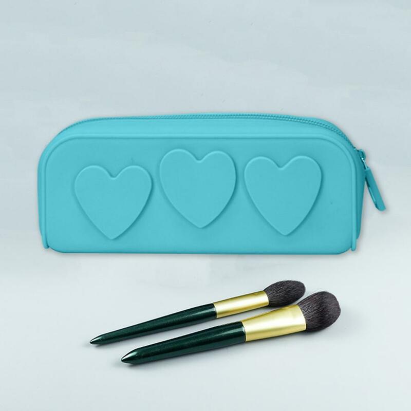 Mini bolígrafo de silicona duradero, bolsa de almacenamiento, suministros de cosméticos, soporte de cepillo de maquillaje táctil cómodo con mango, suministro de baño