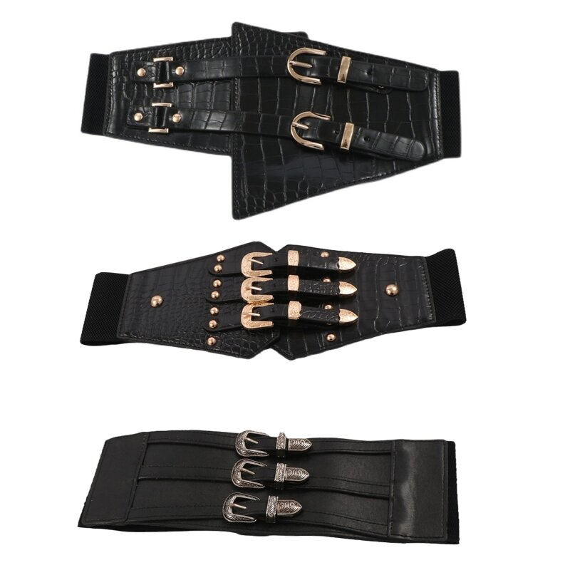 Cintura larga con cinturino in pelle PU con corsetto per cintura modellante per corpo da donna