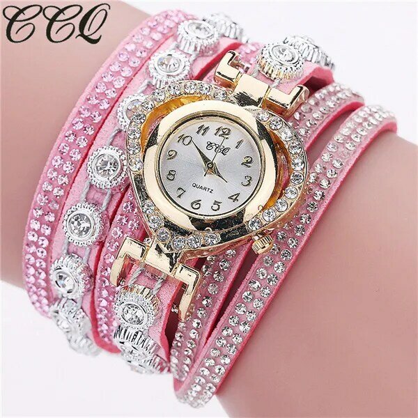 Montre-bracelet en cristal de diamant de luxe pour femmes, montres marron vintage, mini cadran, montre-bracelet à quartz analogique, mode pour dames