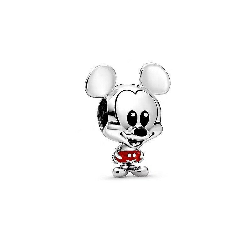 Disney jahitan hewan Minnie Mickey 925 perak murni wanita Pandora DIY perhiasan asli jimat manik-manik untuk liontin hadiah perhiasan