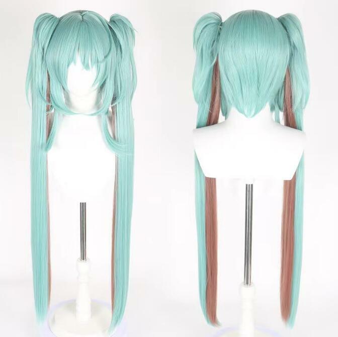 Little Devil Cosplay Wig Fiber synthetic wig Procyon Lotor Cosplay Wig Light mint green mixed dark red long hair