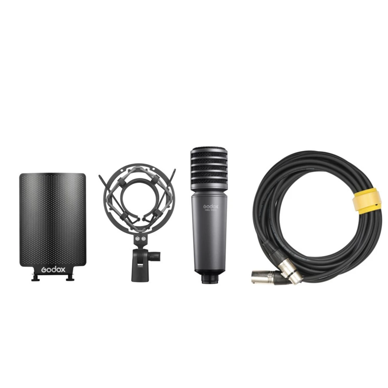 Профессиональный микрофон Godox XMic100GL с большой диафрагмой, конденсаторный XLR микрофон для студийной записи с пользовательским поп-фильтром