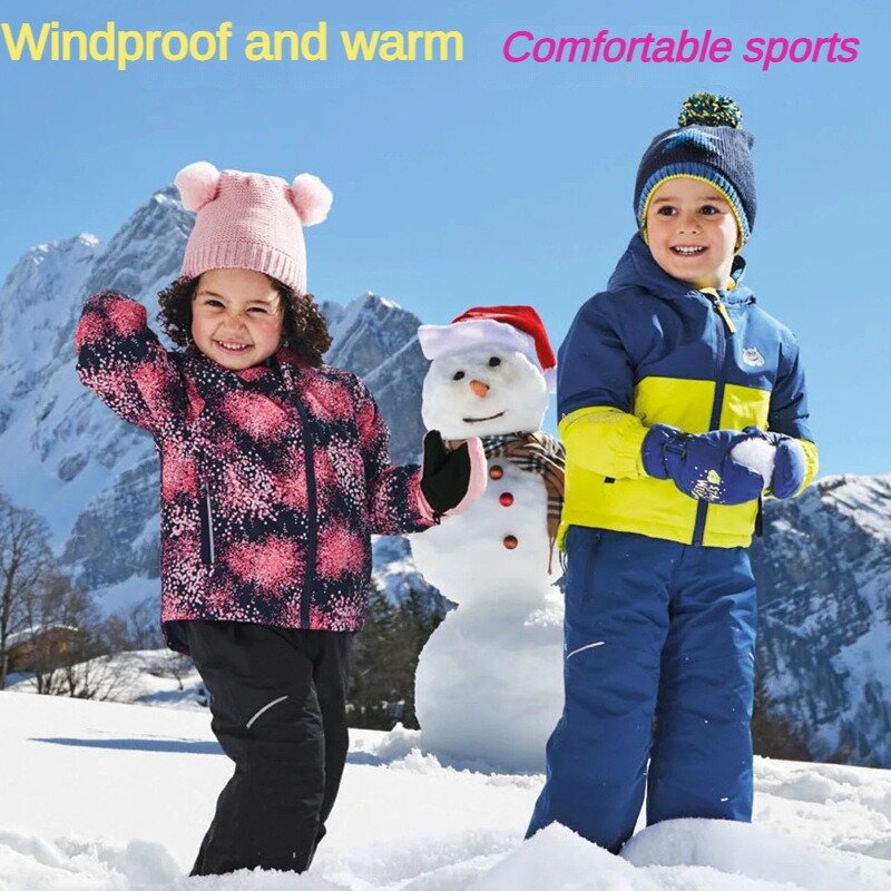 Top de esquí al aire libre para niños y niñas, abrigo de algodón grueso y cálido a prueba de viento e impermeable, Invierno