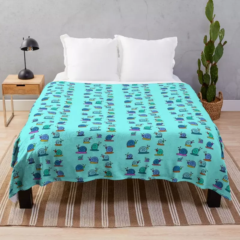 Selimut gambar siput warna-warni dan lucu, selimut lempar mewah untuk tidur, selimut desainer mewah
