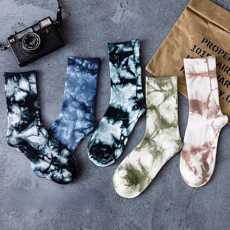 Носки Tie-dye, модные брендовые парные носки в стиле хип-хоп, спортивные хлопковые носки, чулки