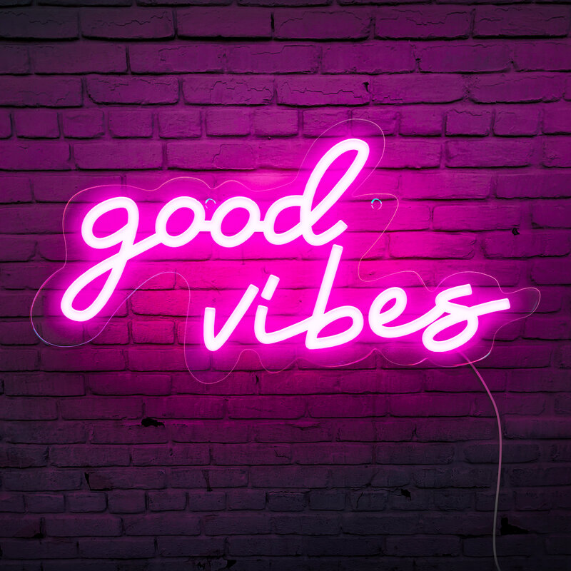Good Vibes Neon Sign Wedding Wall Hanging USB Led Neon Light Signs Just Relax Led Night Lights Bedroom Decoration Room Decor HOT