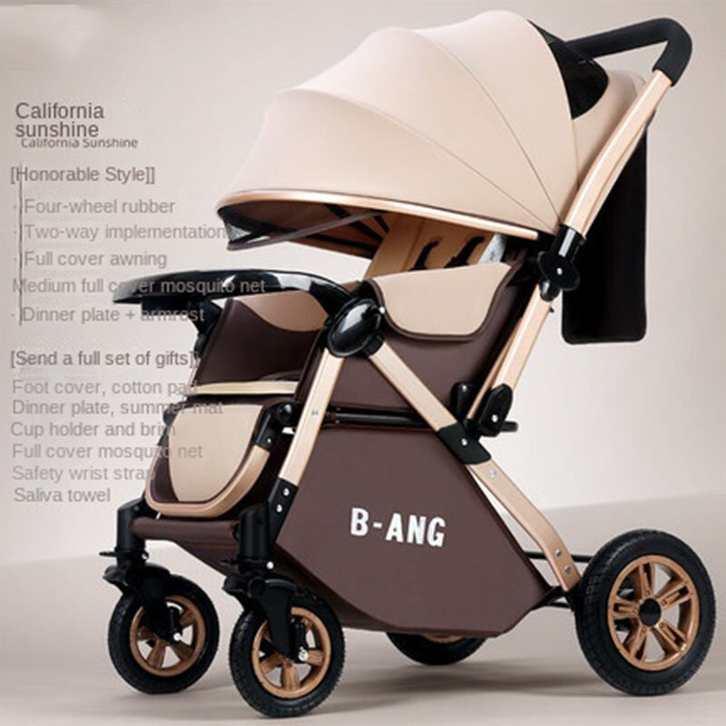 Lekki wózek dla dziecka dwukierunkowe siedzenie obrotowe noworodka cztery koła składany wózek amortyzujący wózek podróżny