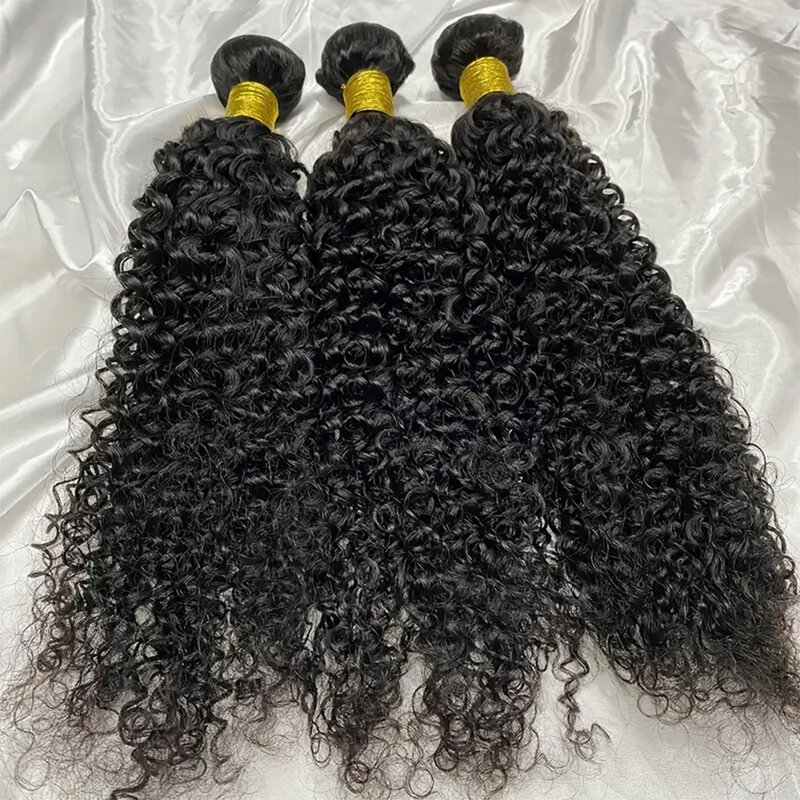 Mongolian Kinky Curly Pacotes de cabelo humano, Natural Jerry Curl, Remy Hair Weave, Extensões de cabelo humano cru, 1 3 4 Pacotes, Negócio