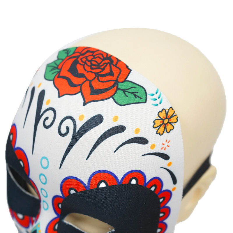 Máscaras de fiesta de Cosplay, accesorios de disfraces, bolas de Mascarada del Día de los muertos de México, Halloween, fuego, diablo, flores, fiesta de Carnaval de Pascua