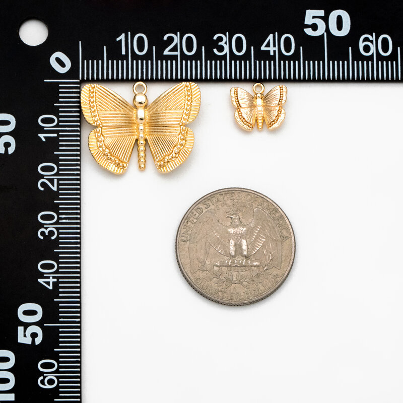 10 قطعة الذهب فراشة السحر المعلقات 10/ 25 مللي متر ، لصنع المجوهرات Findings بها بنفسك النتائج لوازم بالجملة (GB-3561)