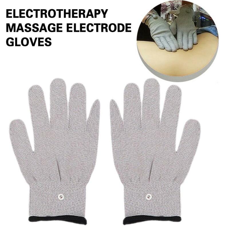 Sarung tangan serat elektroda perak konduktif, 1 pasang sarung tangan herapy pijat elektroterapi untuk phycial 4 ukuran U6K9
