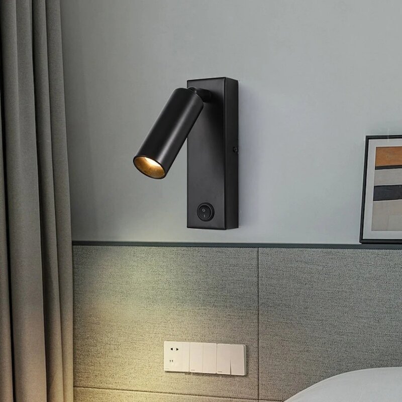 Luce di lettura a parete a LED con interruttore e porta USB faretto girevole camera da letto soggiorno studio illuminazione domestica decorazione