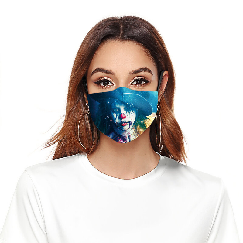Maschera per la stampa di piante animali maschera per mezza faccia per feste di Halloween maschera per la moda in tessuto con muffola per bocca Unisex riutilizzabile lavabile