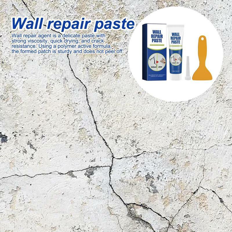 Crema reparadora de pared con raspador, agente reparador de pared de 100g, pintura válida a prueba de moho, grietas de pared, parche blanco de secado rápido