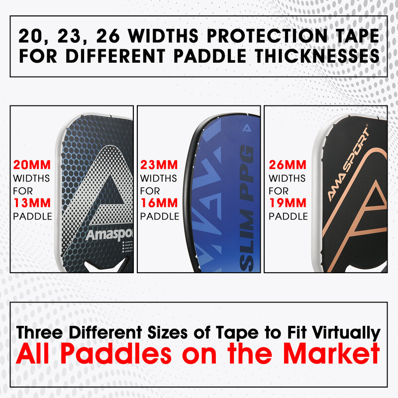 AMASPORT Paddle Protection Tape 20mm/23mm/26mm Paddle Head Edge Guard Racket Edge Protection Tape Racket Head Protection Tapes