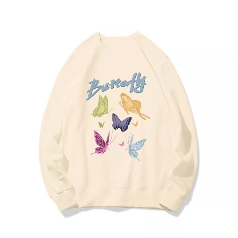 Herfst Hoodies Vlinderprint Oversized Sweatshirt Vrouwen Harajuku Truien Mode Meisjes Bijpassende Lange Mouw Tops Streetwear