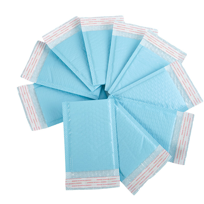 밝은 파란색 거품 우편물 패딩 우편물 봉투 자체 밀봉 배송 가방, 중소 비즈니스용 폴리 버블 백, 10 개