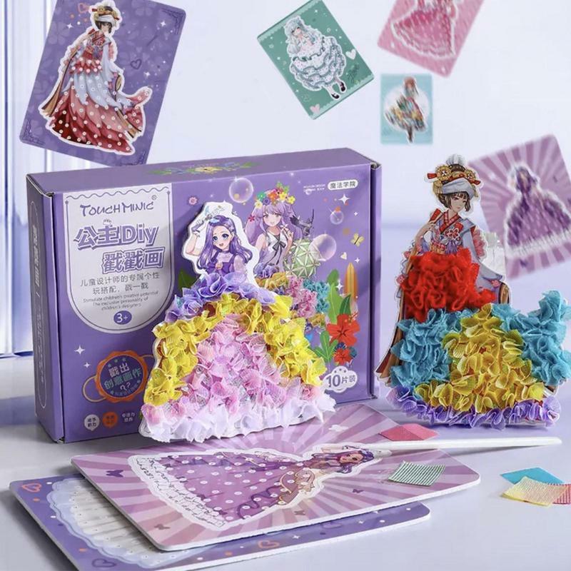 Montessori Poke Painting Kit Children Handmade DIY Poking Toy Fun Girls Princess Dress-Up Activity Book Toy Kid Educational Toys